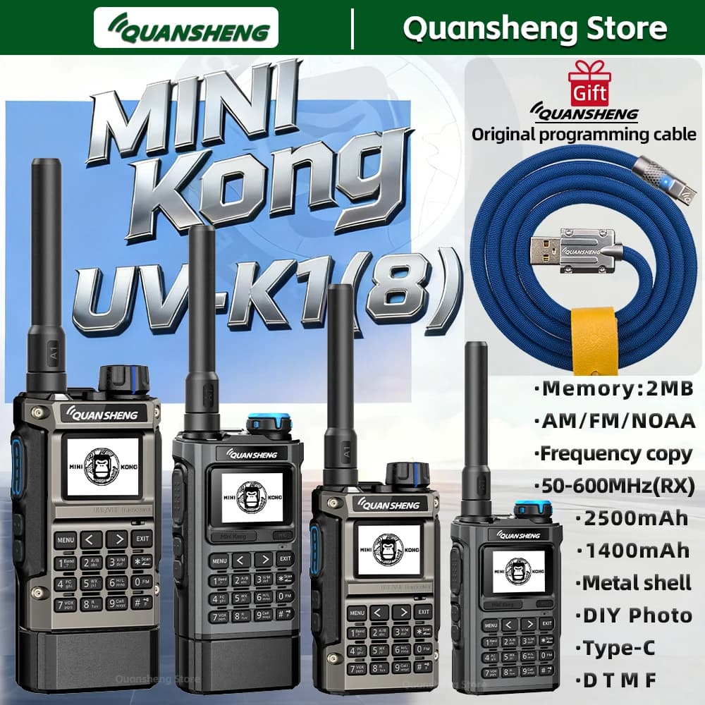 Quansheng UV K1 8 MINI Walkie Talkie a lungo raggio da campeggio Emergenza FM AM Ham Comunicazione Radio Ricetrasmettitore Set wireless Walkier