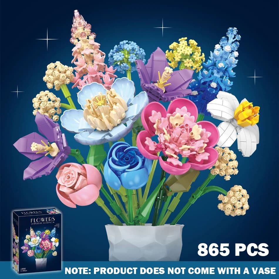 Decorazioni per la casa creative Bouquet di fiori eterni Blocchi di costruzione Rosa Narciso Peonia Pianta simulata Mattoni Giocattolo Regalo di San Valentino