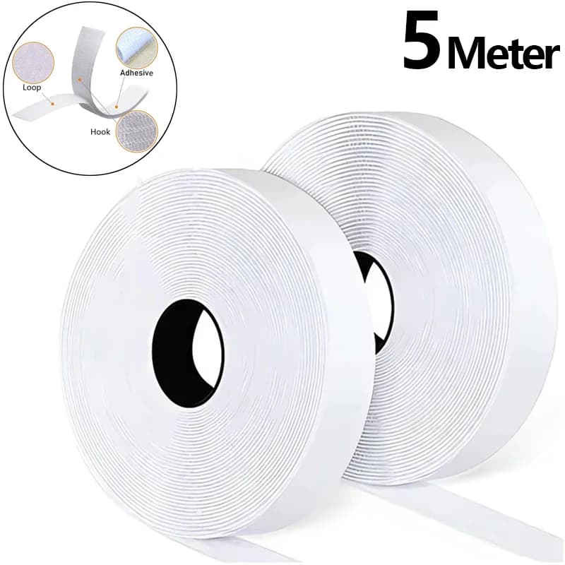 Nastro Adesivo in Velcro Autoadesivo Resistente da 5 Metri, Cinghia in Nylon per Fai da Te e Accessori Artigianali, Nero/Bianco