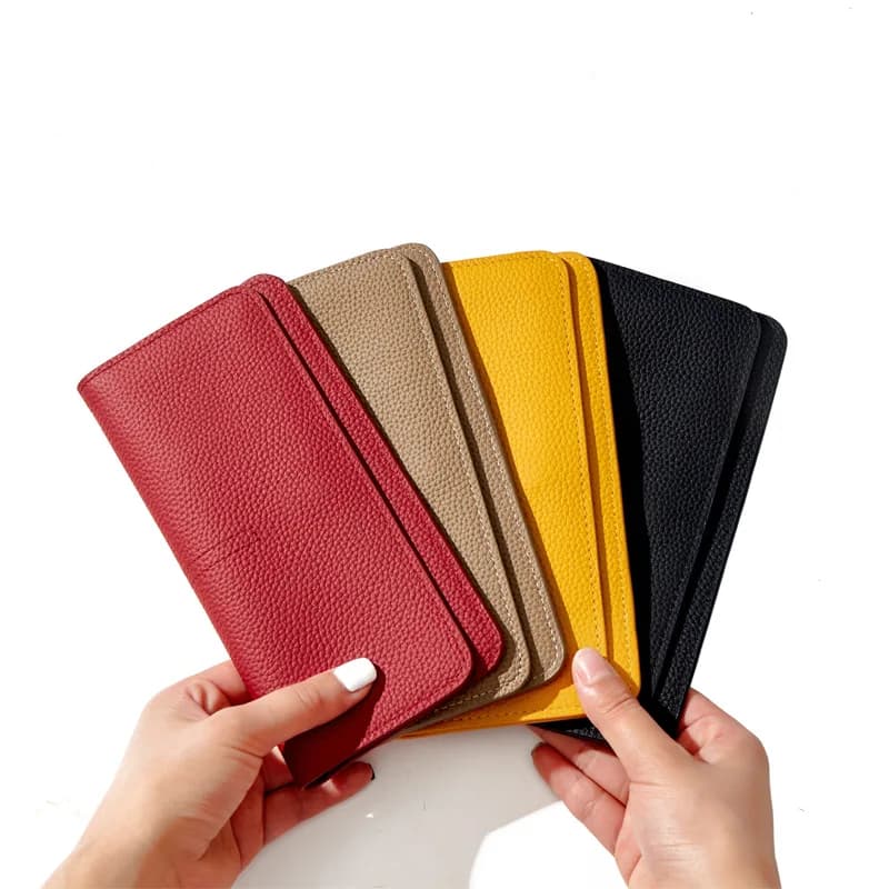 Mendy Leather Long Purse Wallet Woman Card Holder Pouch Phone Holder Leather Case Cardholder Genuine Leather Credential Holder