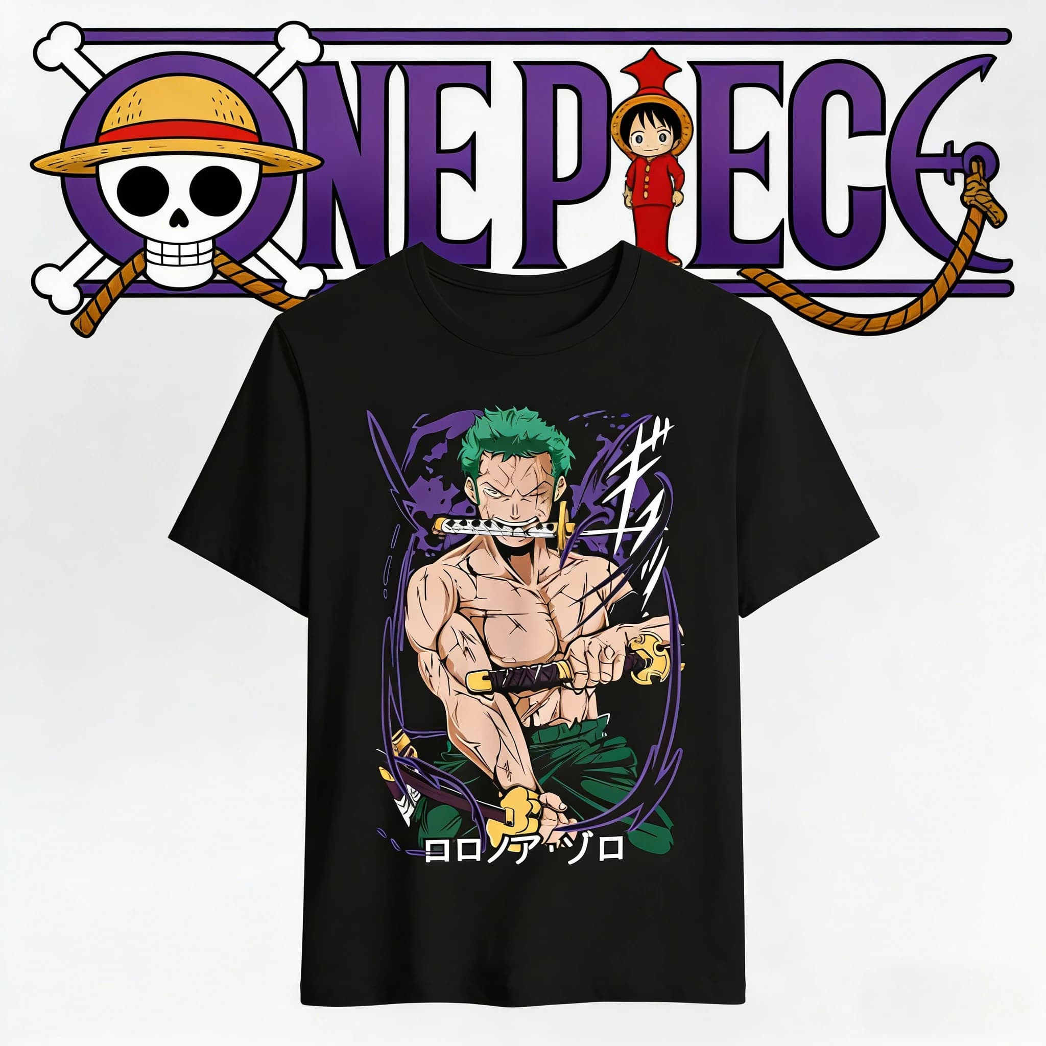 T-shirt in cotone stampata Roronoa Zoro One Piece Estate 2026, stile vintage casual sportivo Harajuku, per fan di anime, adulti e bambini, Y2K