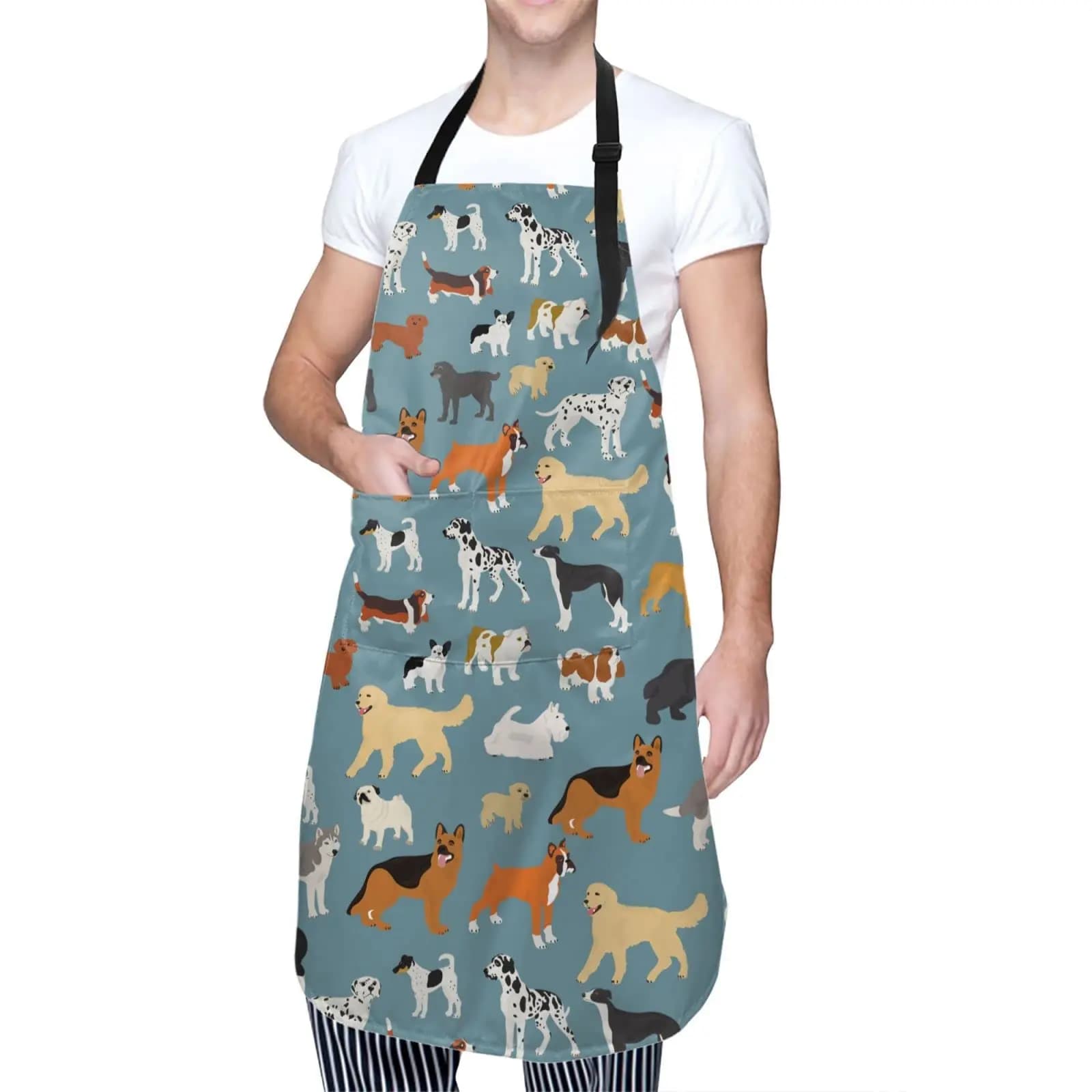 Pet Dogs Grooming grembiule impermeabile con 2 tasche Cute Animal Dog Kitchen Chef grembiuli bavaglini per cucinare cottura pittura giardinaggio