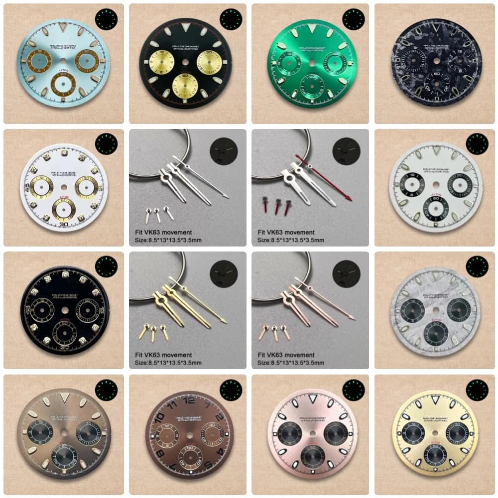 New dial with logo S 29.5mm dial VK63 dial DTN Panda suitable for VK63 movement accessories for editing the green luminous watch instruments