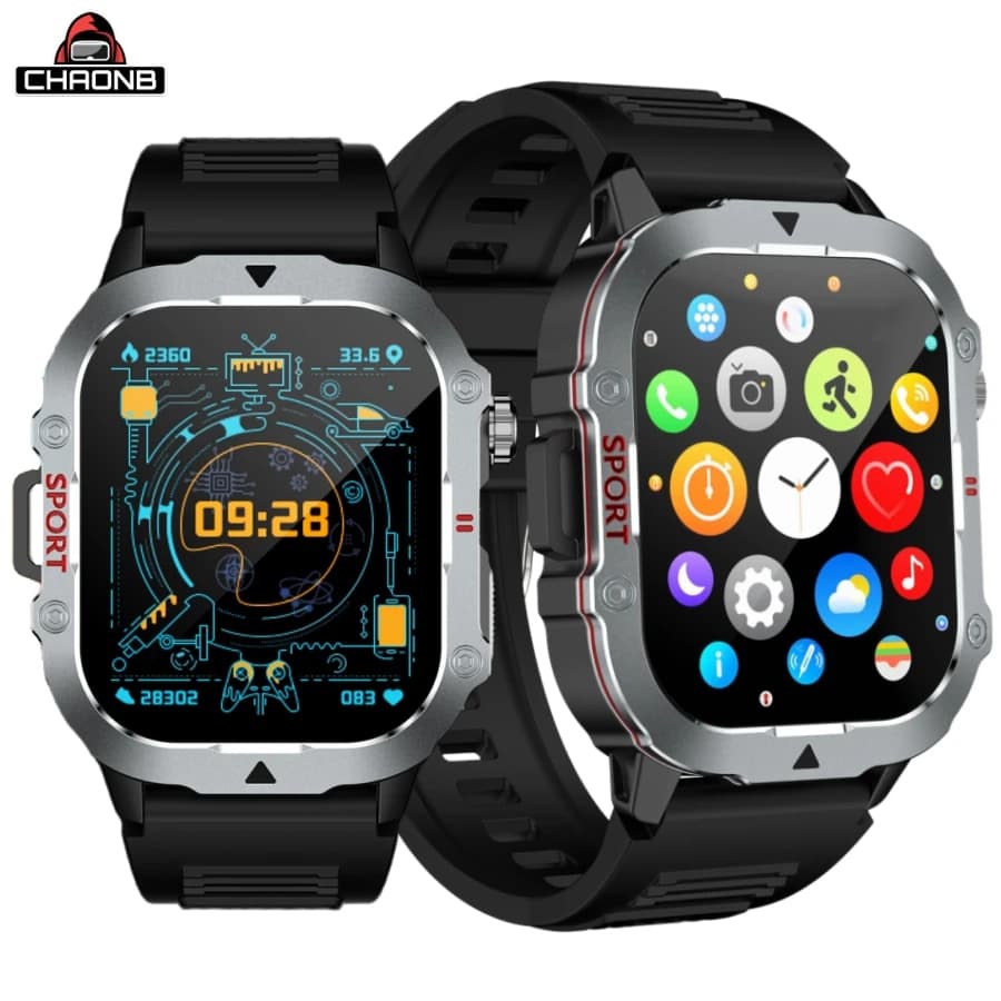 Orologio intelligente militare per uomo Chiamata Bluetooth Schermo HD da 2.19 '' Nuovo smartwatch Cardiofrequenzimetro Sport all'aria aperta per telefono Android