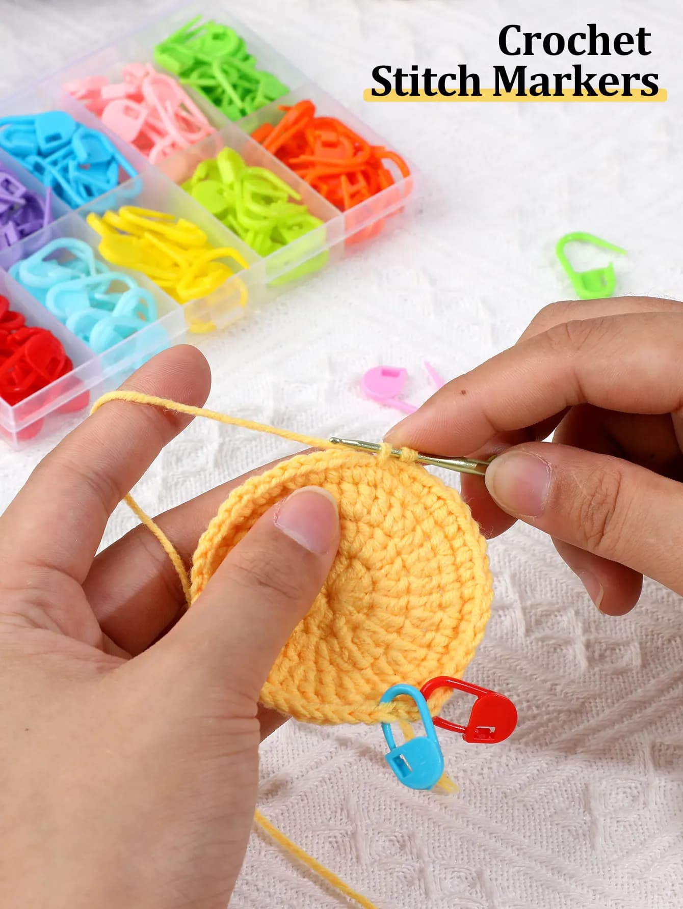 Gancio per clip ad ago da 150 pezzi con scatola Pennarelli per punti con chiusura mista Accessori per maglieria all'uncinetto con clip piccola in plastica colorata