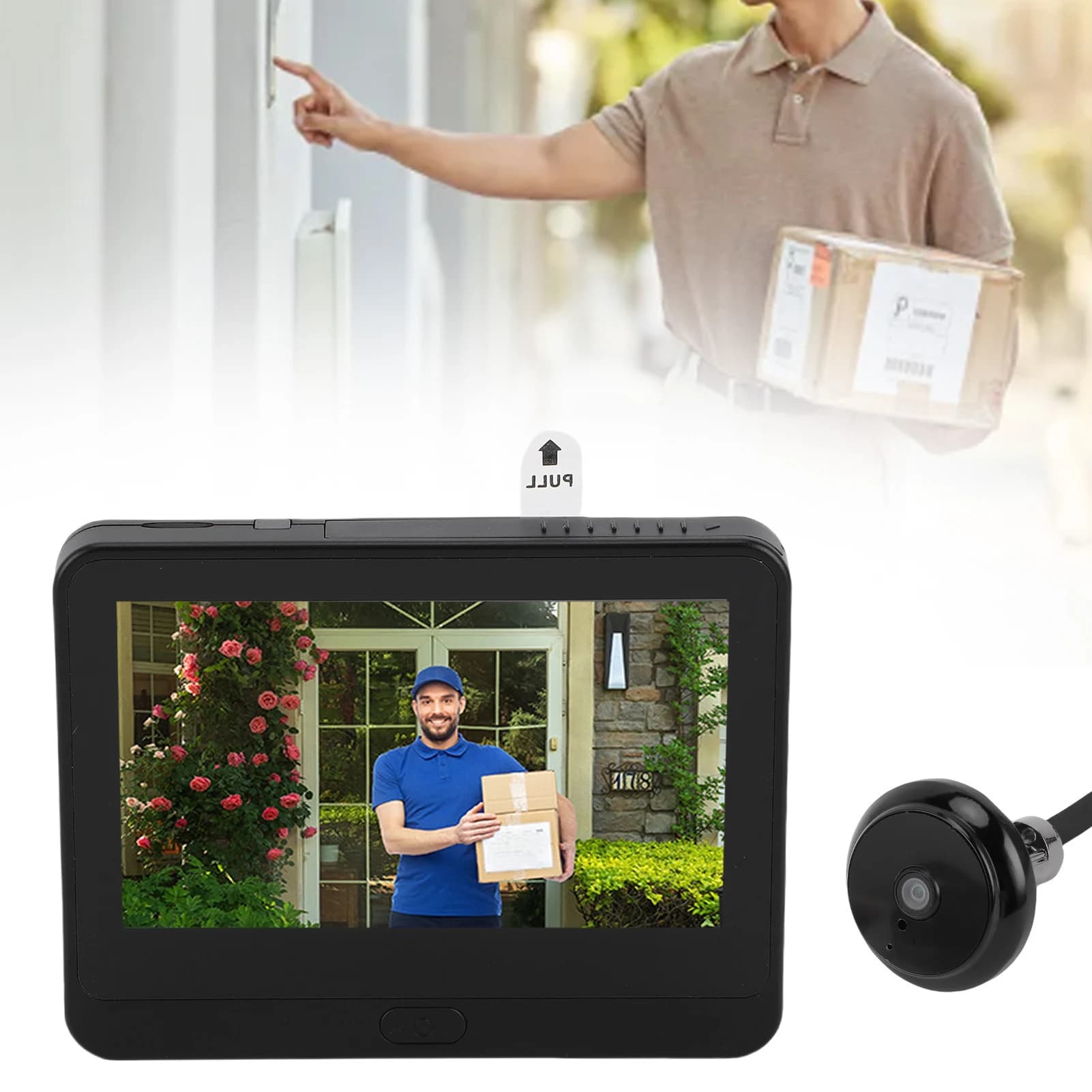 Spioncino Digitale con Telecamera 1080P, Schermo LCD a Colori da 4.3 Pollici, Citofono Bidirezionale, Rilevamento Umano PIR per Casa