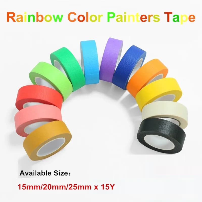 Nastro adesivo arcobaleno da 12 colori Nastro scrivibile facile da strappare e rimovibile per dipingere, creare etichettatura di riviste di proiettili e decorazioni per feste