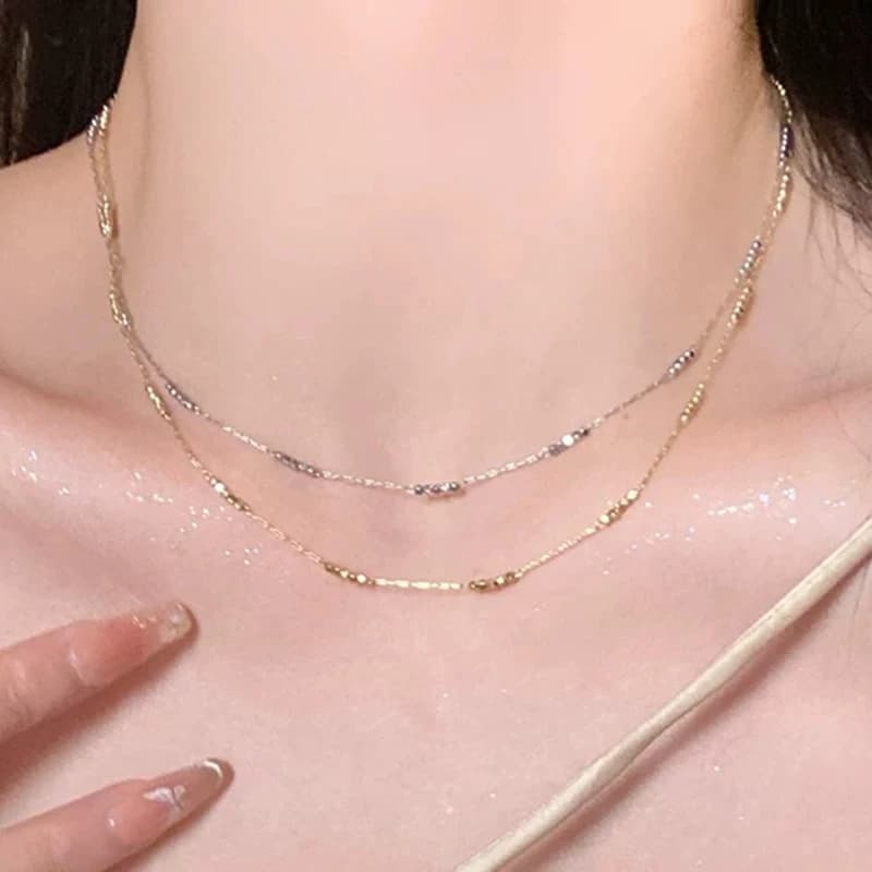 Nuovo S925 Argento Puro Fatto A Mano Semplice Perline Quadrate Girocollo O-Catena Collana Coreana Chic Placcato Oro Fascino di Moda Gioielleria Raffinata