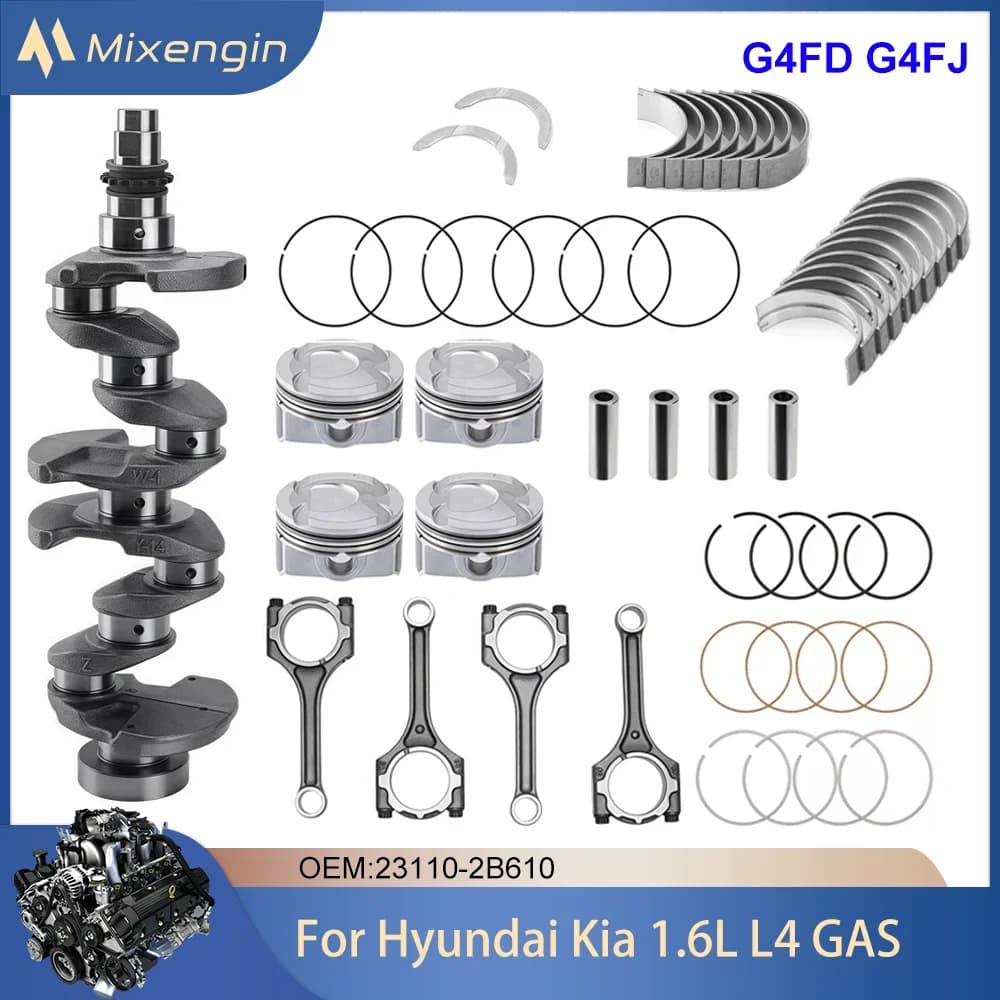 Kit di revisione ricostruzione motore per Hyundai Kia 1.6 L4 GAS G4FD G4FJ 2010-2023 albero motore cuscinetto biella pistone e set di anelli