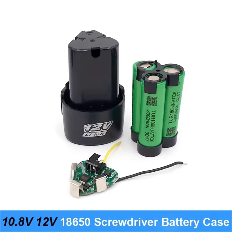 10.8 V 12 V Screwdriver Battery Housing Box with 18650 Hoder 3S 30A BMS Card for Shura Shrika Replace Use