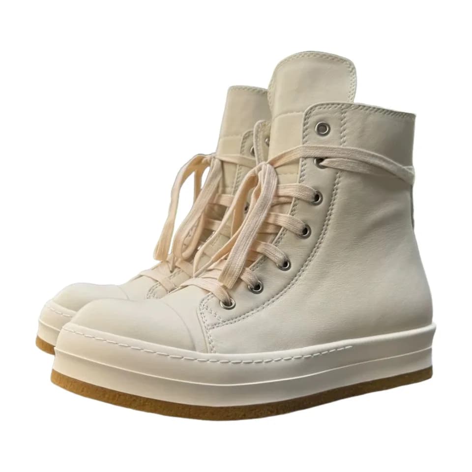 Scarpe da ginnastica alte da uomo in pelle con plateau casual da donna Scarpe da ginnastica classiche di design con cerniera e lacci di lusso per l'autunno