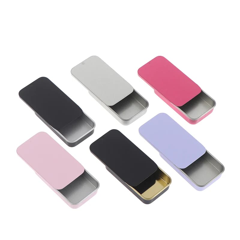1 Pezzo Mini Scatola Scorrevole Rettangolare Vuota in Latta, Contenitore per Gioielli da Matrimonio, Porta Pillole, Organizer Cosmetico