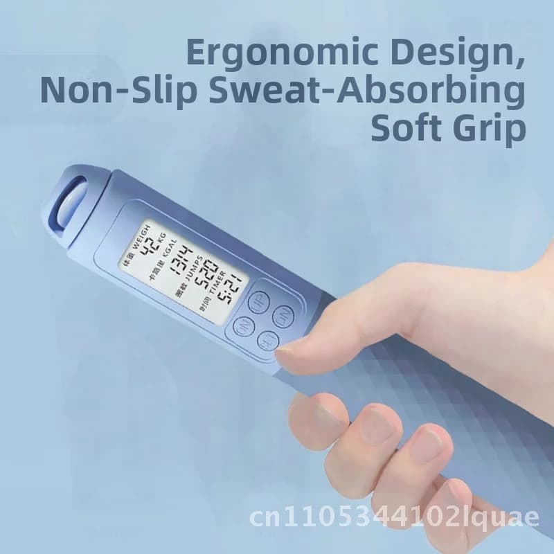Conteggio vocale intelligente Corda senza fili Salta timer fitness Corda per saltare in PVC con ricarica universale per adulti Blu cielo/Verde chiaro
