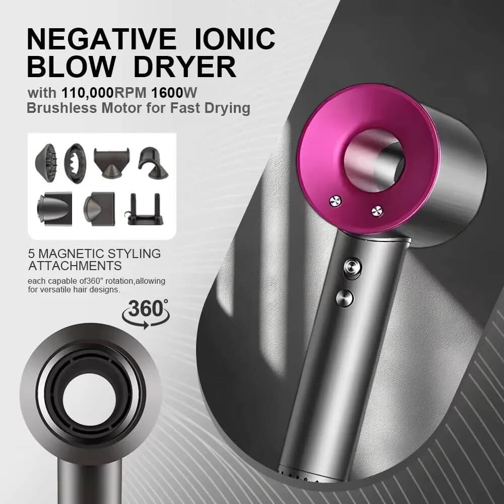 New 1.8M Professinal Leafless Negative Lon Hair Care Quick Home Powerful Hairdryer Constant 200 Million Anion Blow Dryer