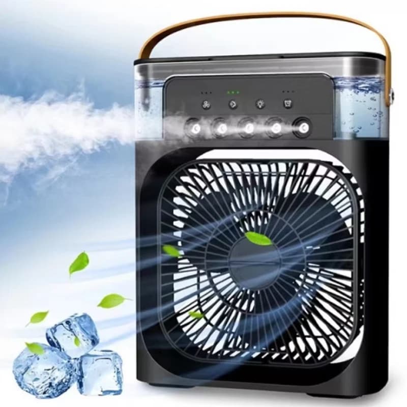 Ventilatore Portatile con Funzione di Raffreddamento e Umidificazione, Serbatoio d'Acqua da 500mL, Nebulizzatore Silenzioso per Casa, Stanza, Campeggio, Auto, Ufficio