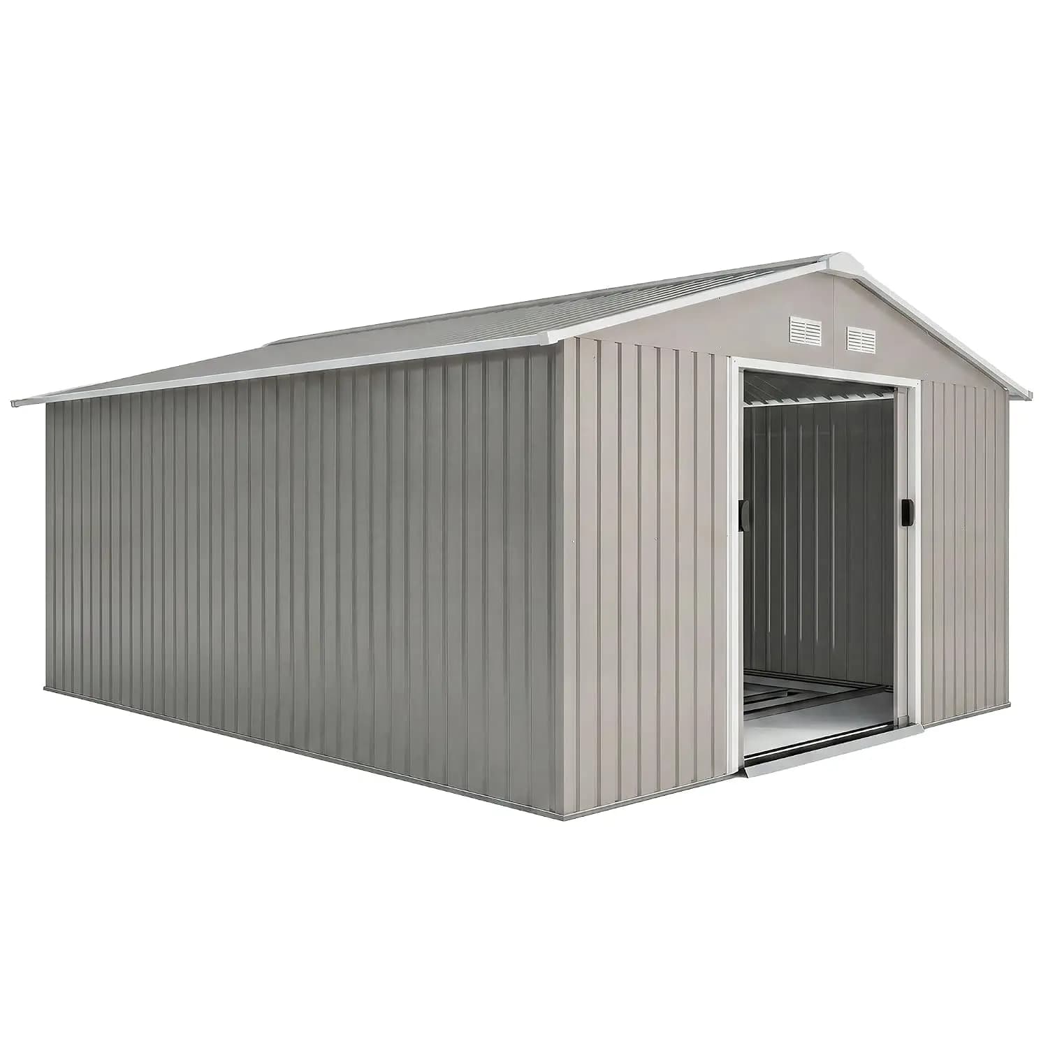 11' x 13' Outdoor Storage Shed, Garden Tool Metal Shed with Foundation Kit, Double Lockable Door, Air Vents and Sloping, Custom