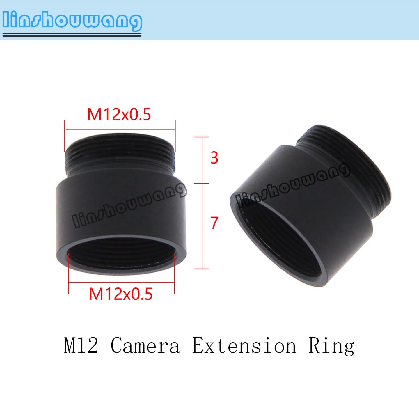 Adattatore di estensione filettato con interfaccia M12, anello di estensione in lega di zinco, anello di estensione per obiettivo M12, adatto per obiettivi e fotocamere industriali di sicurezza con interfaccia M12