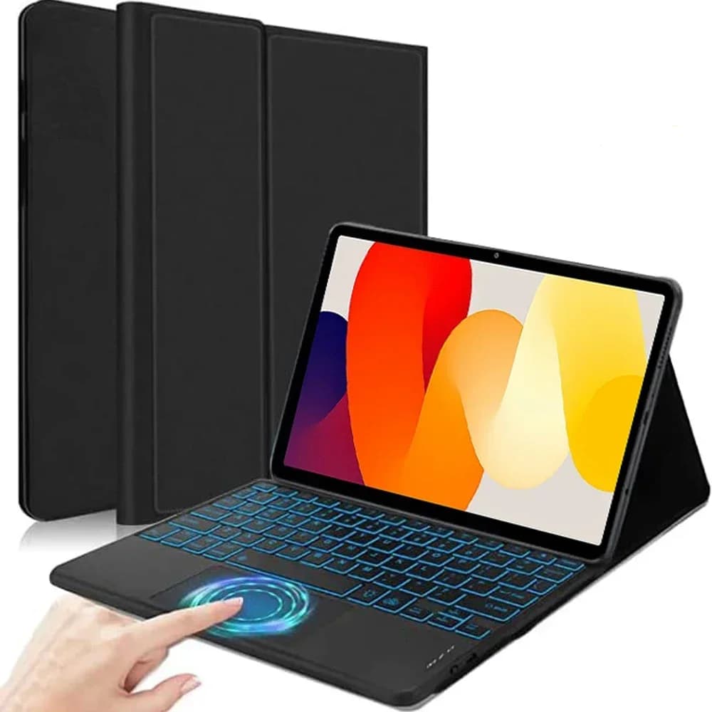 Custodia per tablet con tastiera touchpad retroilluminata per Xiaomi Redmi Pad 2 2025 SE 11 pollici 2023 Custodia in pelle con tastiera Bluetooth Funda
