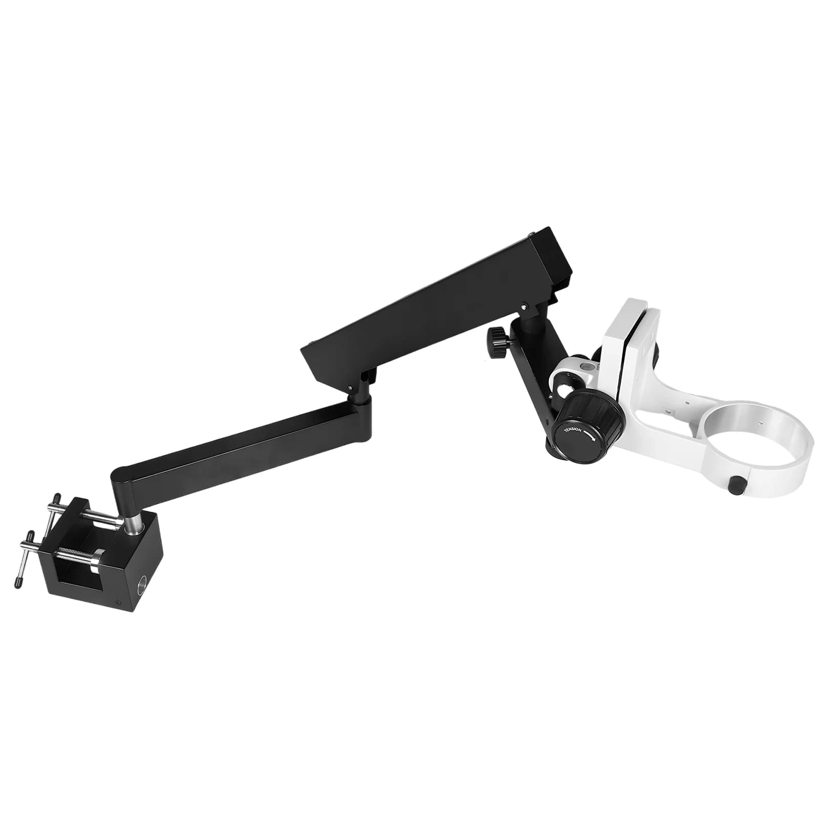 Supporto a braccio articolato con morsetto da tavolo, staffa universale telescopica pieghevole in metallo per microscopio binoculare stereo