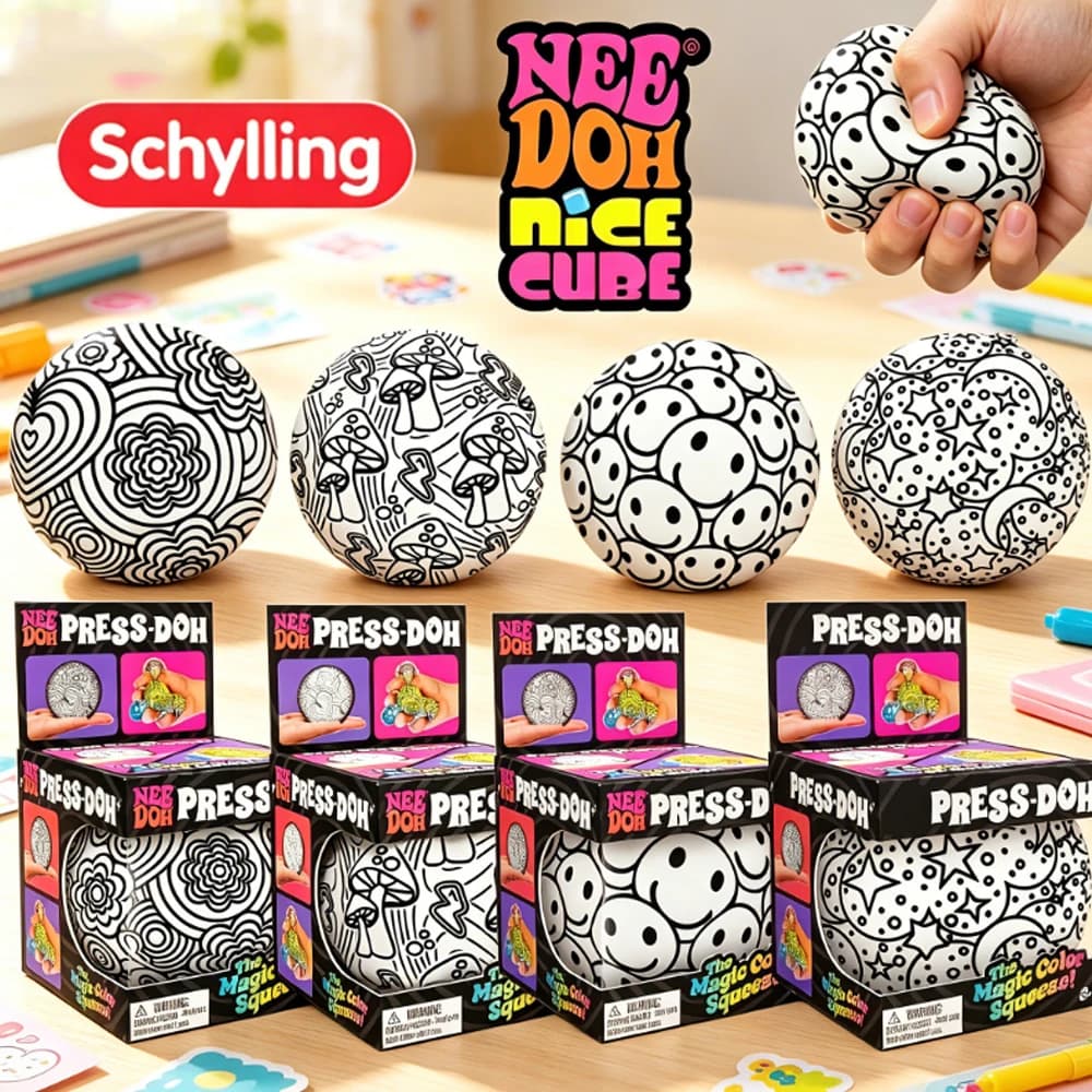 Schylling NeeDoh Nice Cube Press-Doh Squishy Toy, Soft Fidget Stress Ball for Kids Adults, Sensory Relief Hand Play Gift