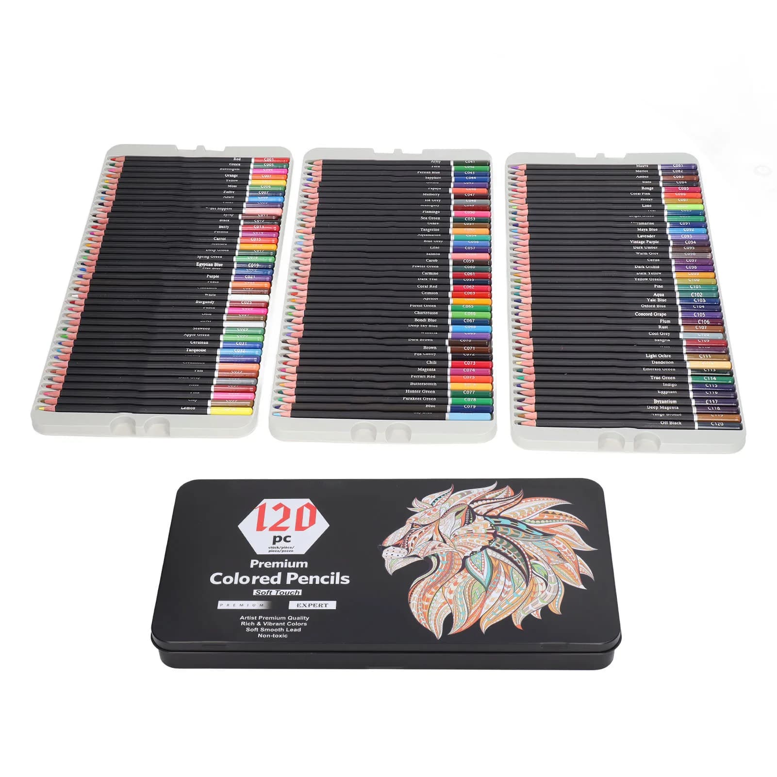 Colored Pencils Coloring Pencils Set Professional Smoother Writing Safe Materials Portable with Iron Storage Box for Art School
