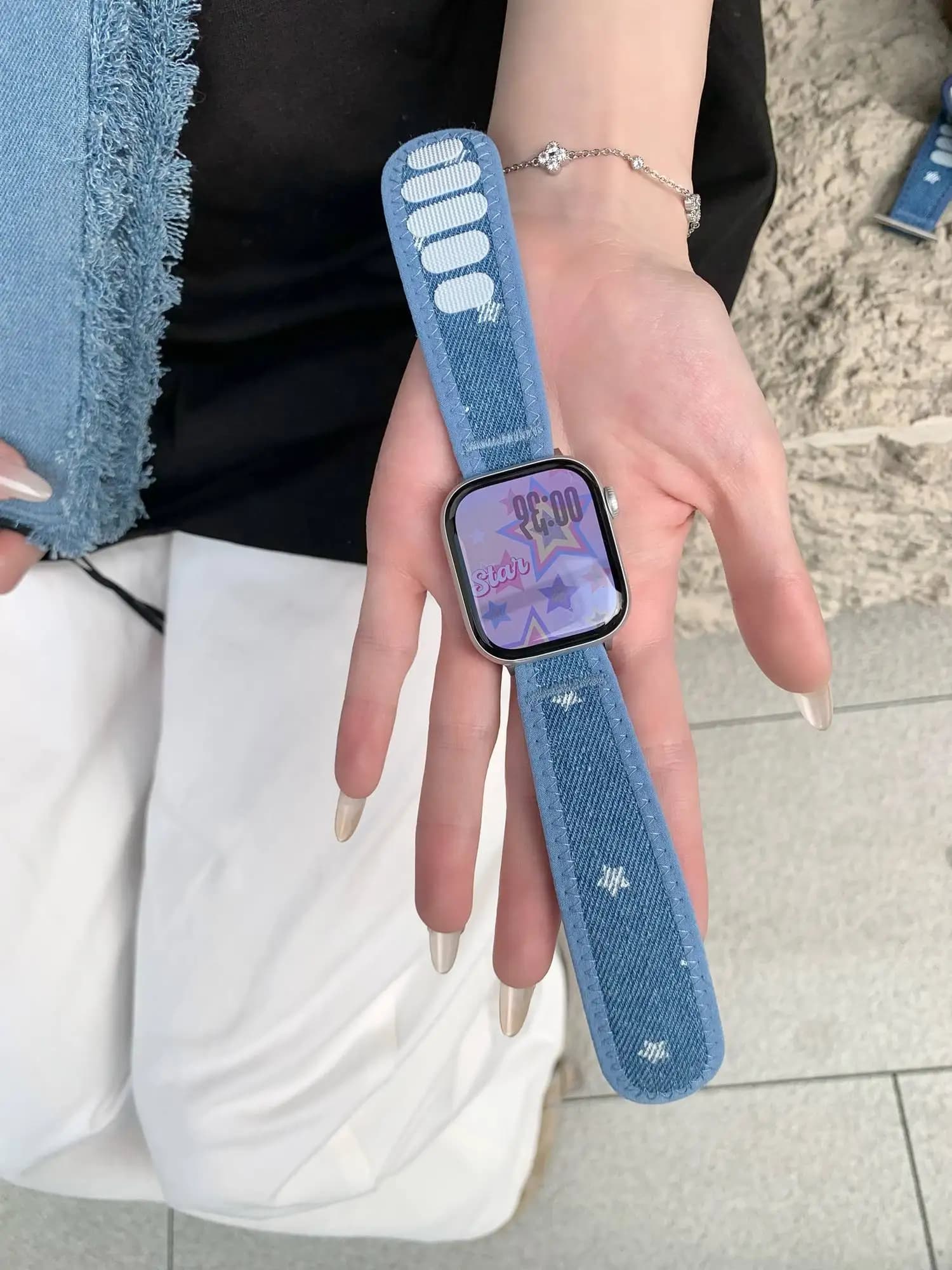 Exclusive Retro Velcro Band for Apple Watch Women 44mm 40 45 41 49 42 38 Series 11 10 9 8 SE 7 6 5 4 3 Strap