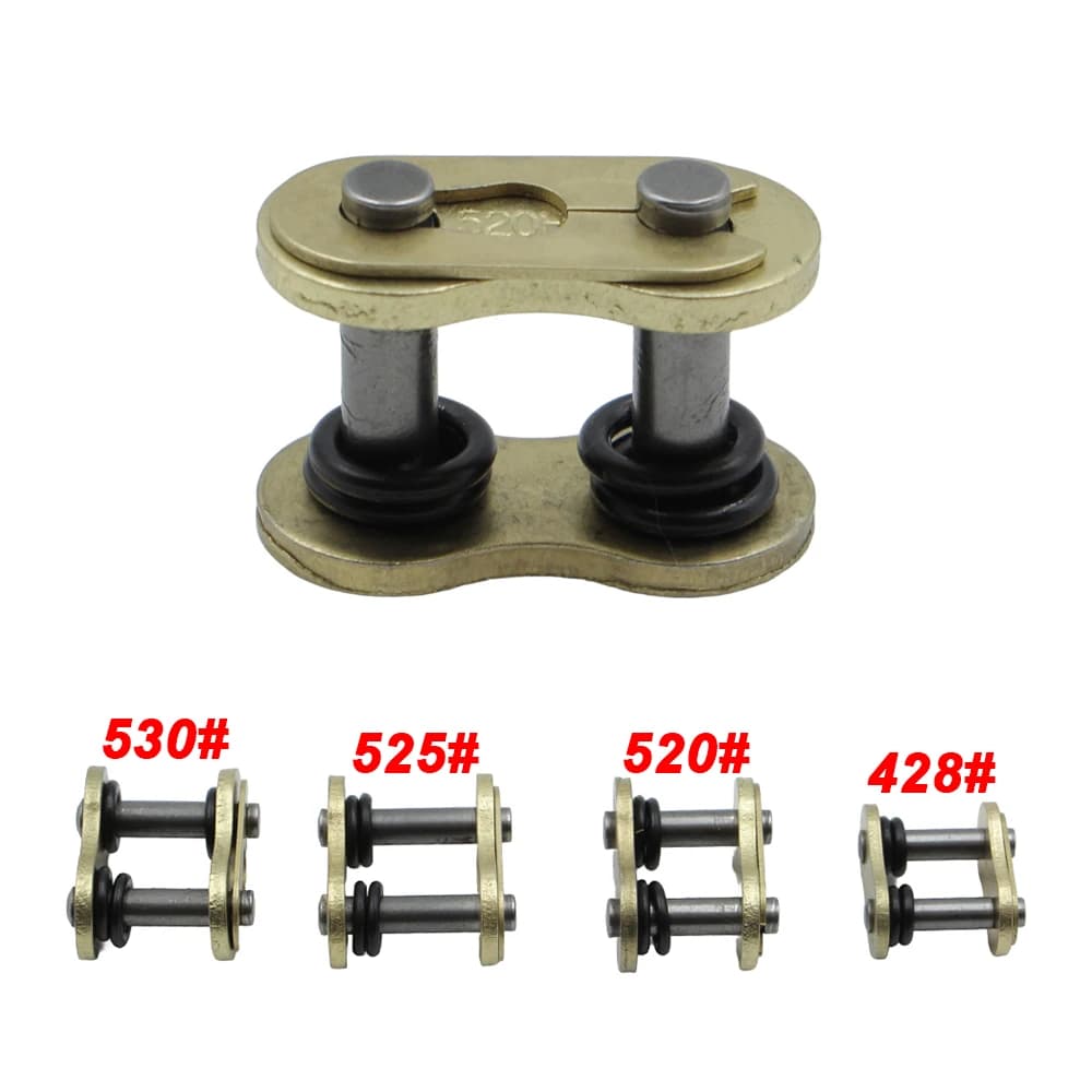 Catena per moto con sigillo in oro e fibbia 428 520 525 530 con O-ring, blocco catena, fibbia moto, biella di collegamento, giunto catena