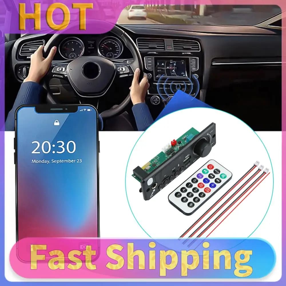 Modulo Radio FM per Auto 6W con Amplificatore, Compatibile Bluetooth 5.0, USB, TF, Microfono, Registrazione Audio, Lettore MP3, Chiamate in Vivavoce