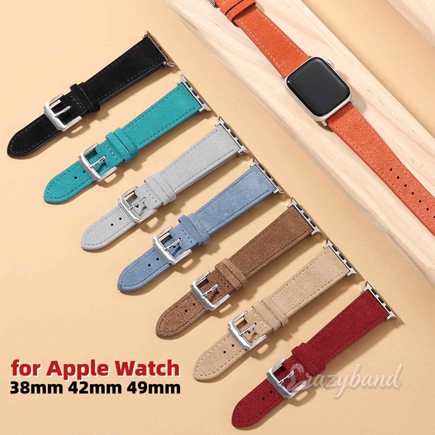 Suede Leather Bands for Apple Watch 38mm 42mm44mm49mm Brown Band Men Women Vintage Wristband Replacement for Iwatch 11 10 Series