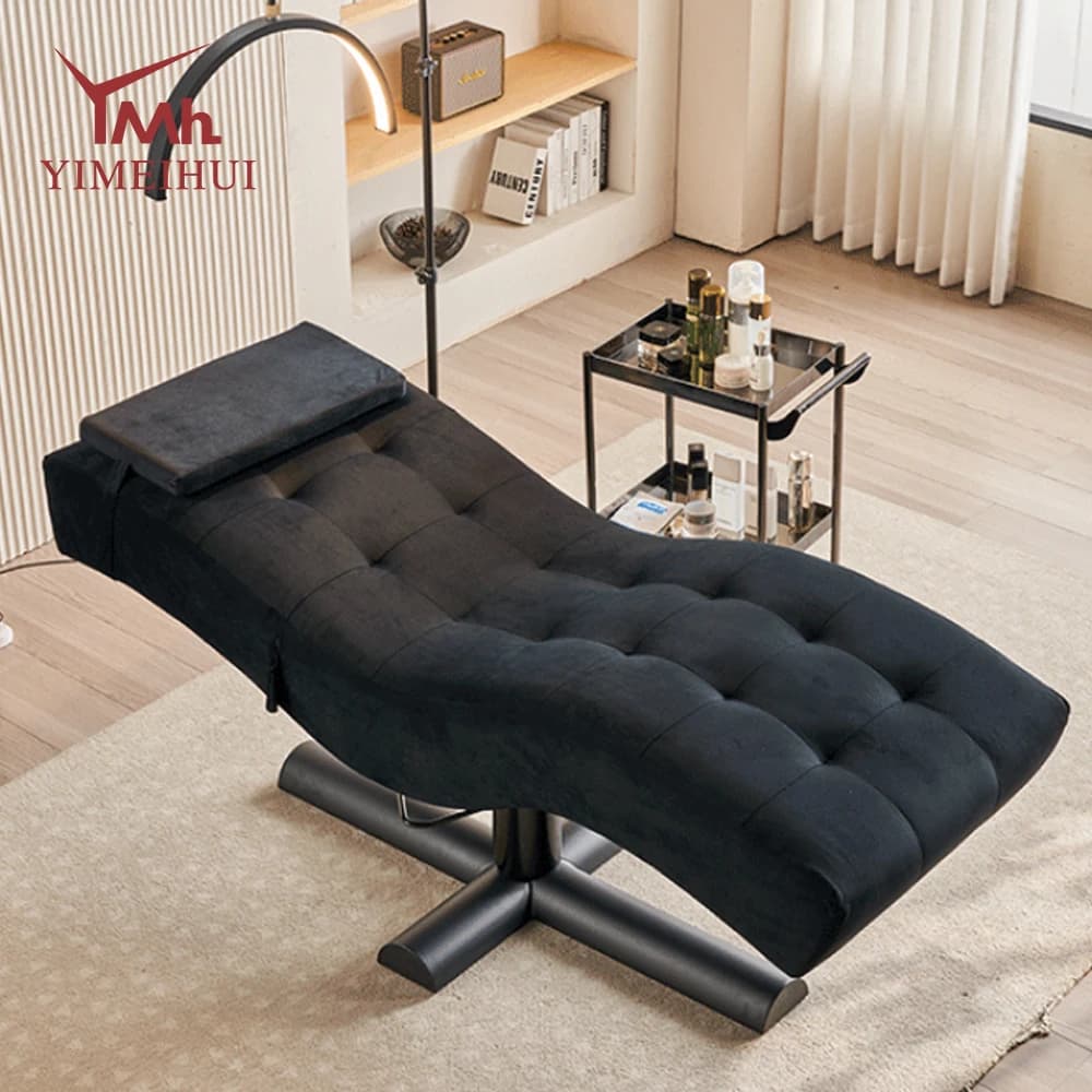 Nuovo design regolabile, lettino per ciglia in velluto sintetico rosa, lettino elettrico per salone di bellezza, sedia per trattamenti viso, camilla.
