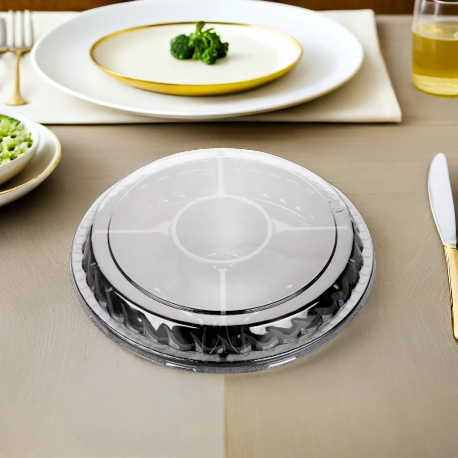 10PCS Usa E Getta 5 Vano di Conservazione Degli Alimenti Contenitori di Plastica Rotondo Insalata di Frutta Scatola di plastica con Coperchio