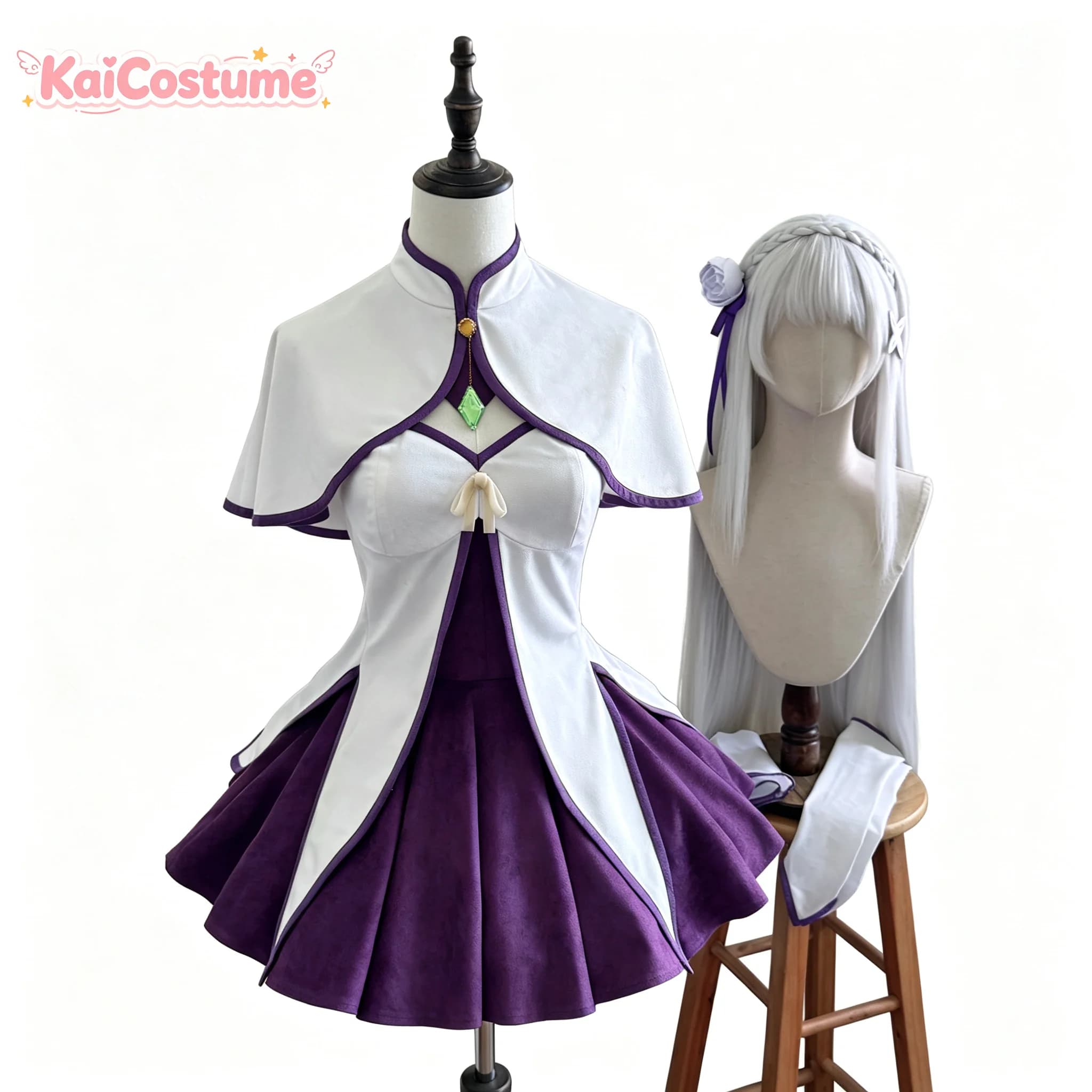 Re:Zero Starting Life in Another World Emilia Winter Cosplay Costume Anime Long Dress Fantasy Character Outfit For Halloween