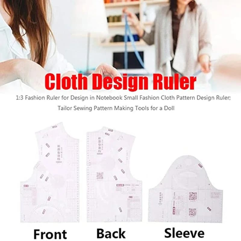 3 pz/set 1:3 Mini Fashion cucito Design righello abbigliamento modello Design strumenti di disegno modello di indumento righelli prototipo