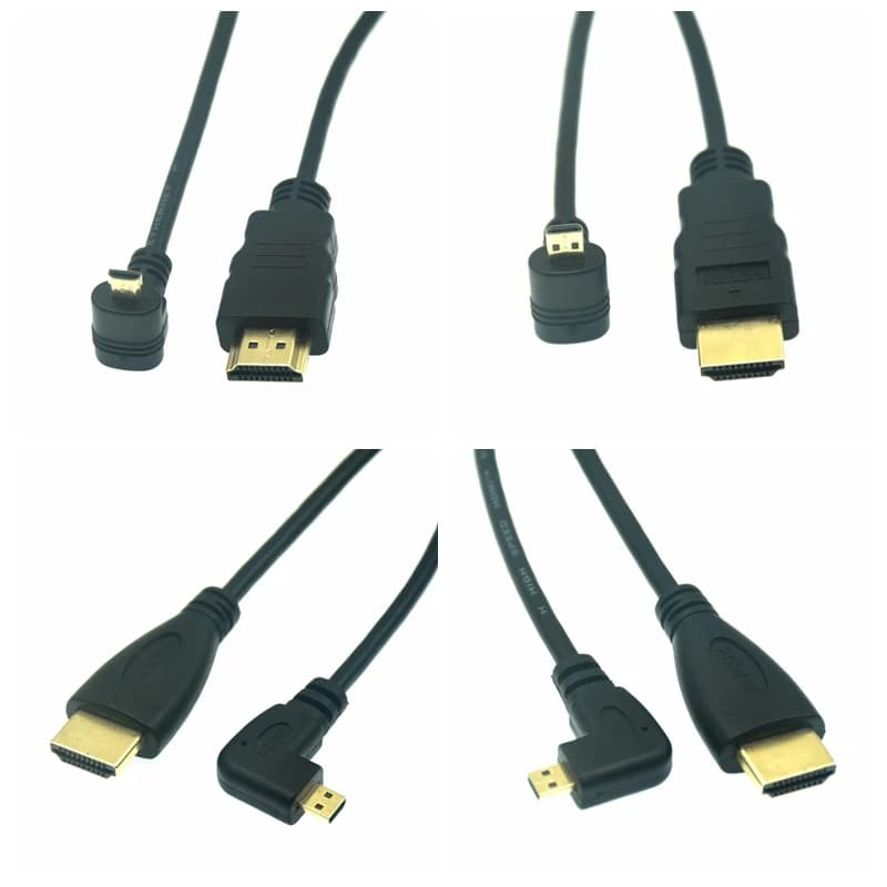 Cavo Micro HDMI da 90 gradi a HDMI compatibile UP/sinistra/ad angolo retto per fotocamera digitale Sony A6400 GH4 Tablet 50cm/150cm