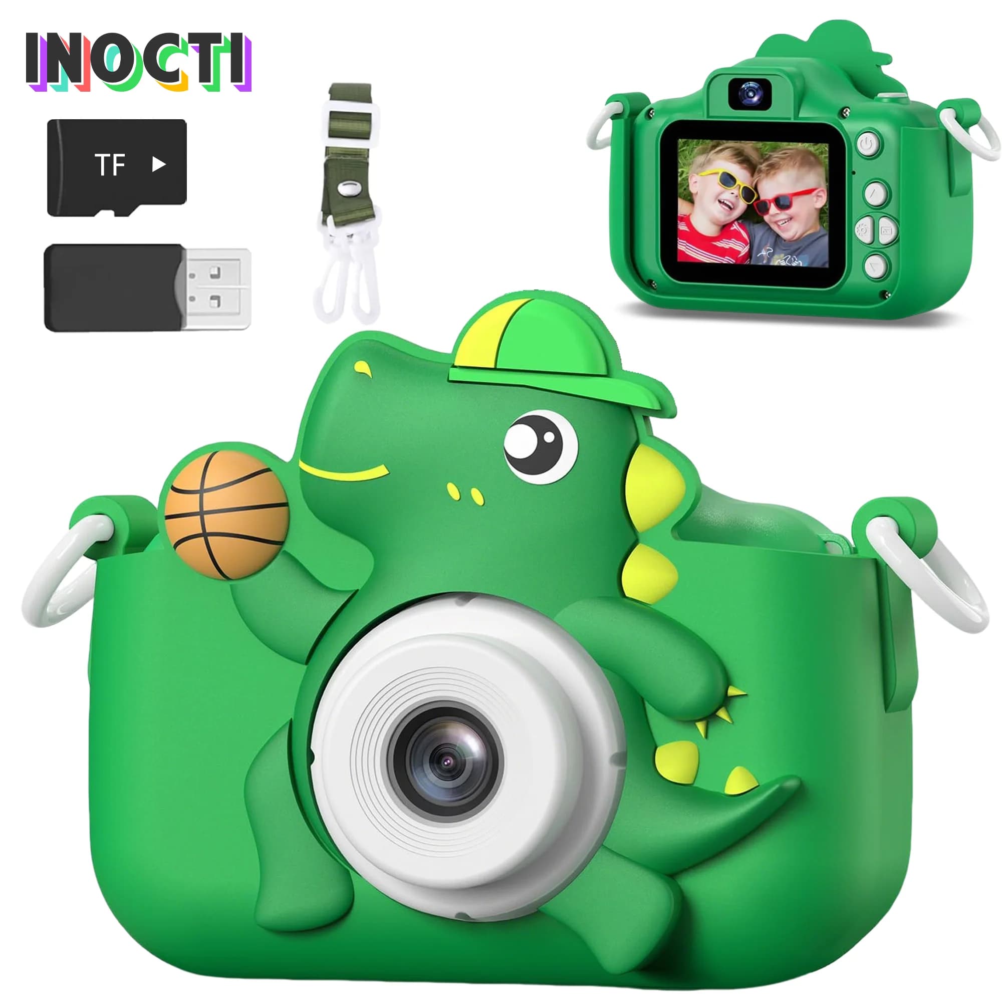 Fotocamera digitale per bambini con scheda SD Toy Girl Boy 1080p Schermo HD Outdoor Cartoon Dinosaur Camera Fotografia Video Regali di compleanno