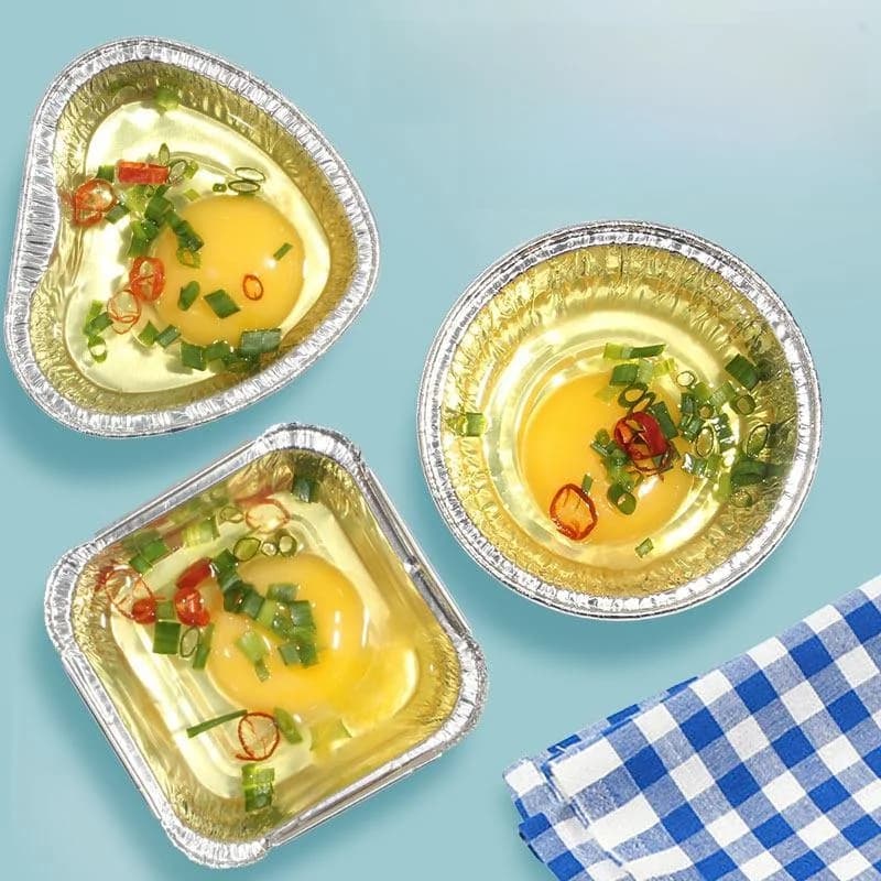 Picnic Supplies Aluminum Foil Egg Roasting Bowl Air Fryer Heart Shaped Home Use Barbecue Oven Disposable Tableware round One