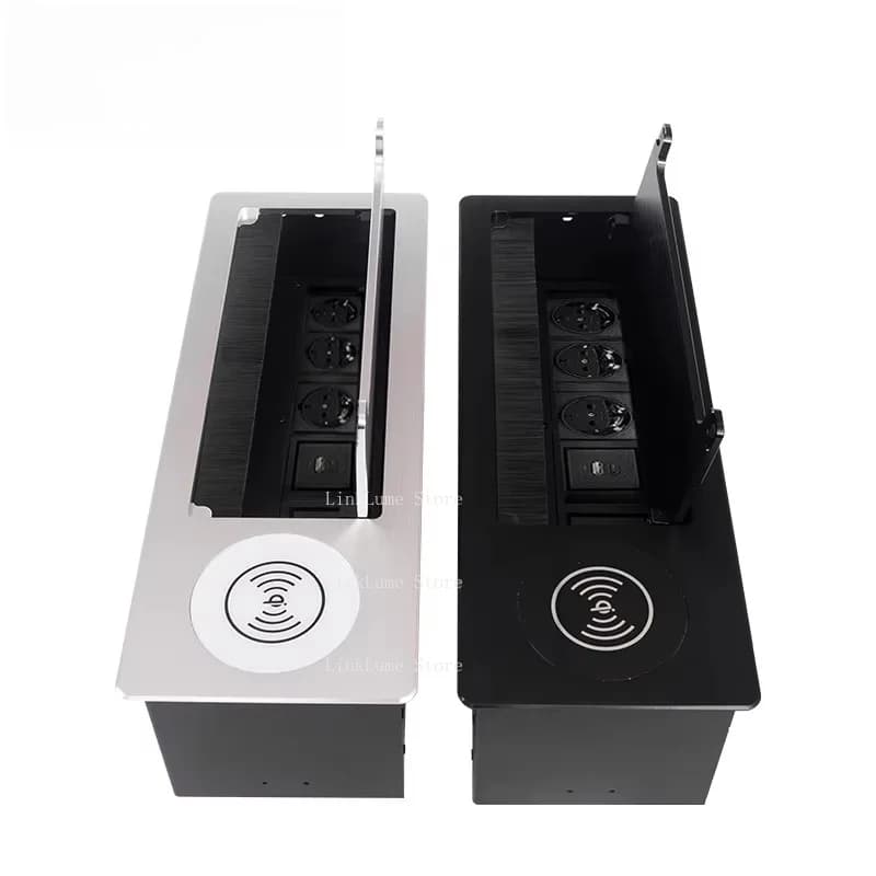 Modern Smart Plug Hidden Universal Flip Socket Aluminum 3 Port USB Port Socket