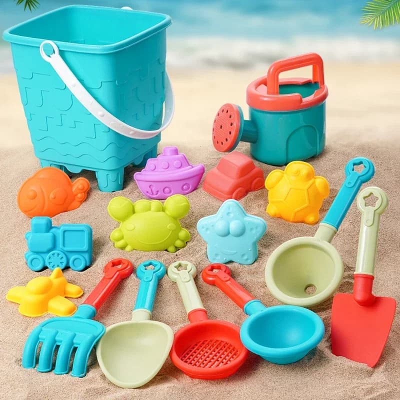 Set da spiaggia estivo Giocattoli per bambini Scavare sabbia Secchio di plastica Bottiglia per irrigazione Pale Giochi d'acqua da spiaggia per bambini Strumenti Giocattoli estivi