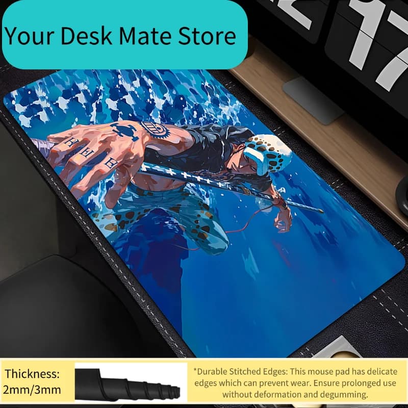 Tappetino per mouse One Piece Law Gamer, per notebook e giochi, stampa HD, tappetino per tastiera grande XXL, tappetino per mouse da gaming, tappetino da scrivania