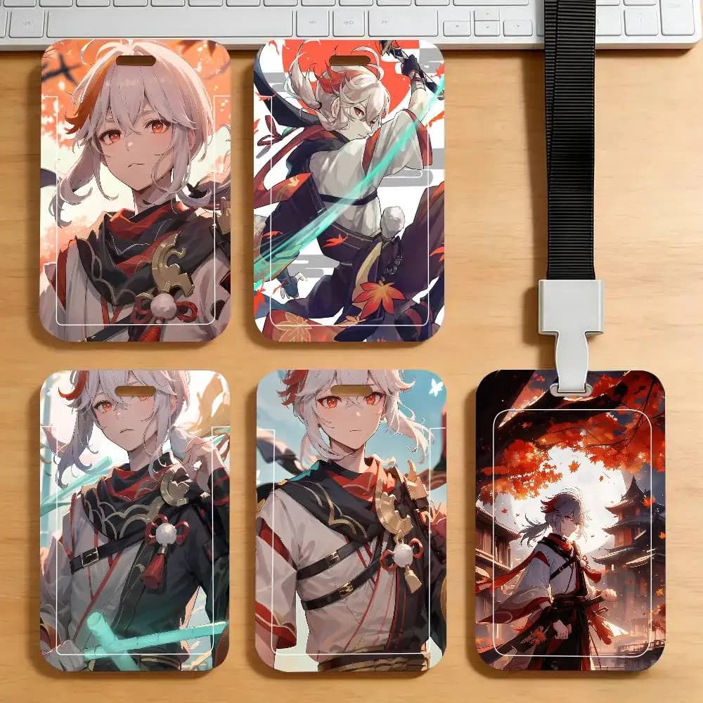 Kaedehara Kazuha Game G-Genshin I-Impact Black Lanyard Card Holders Student Meal Cards And Campus Ids School