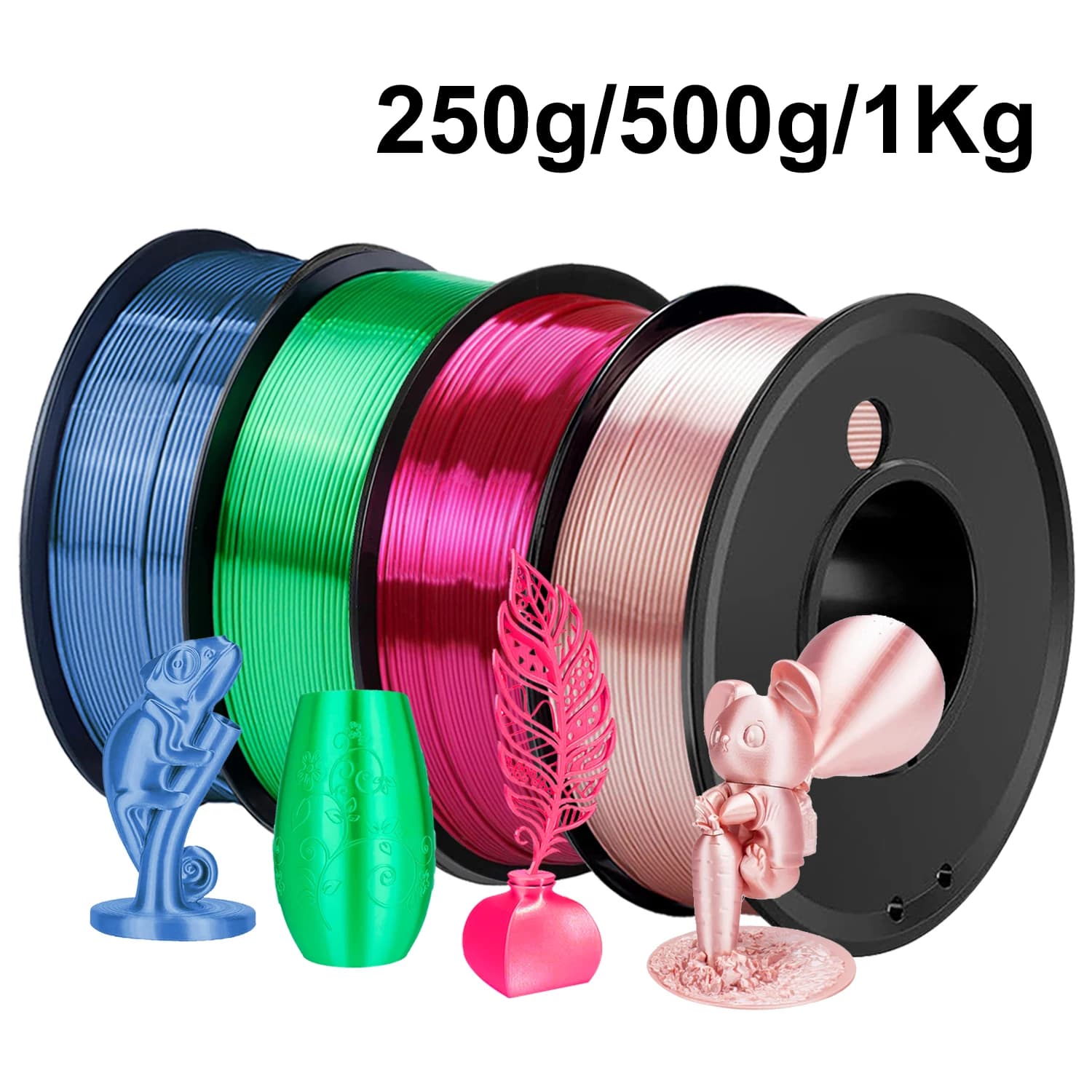 250g 500g 1kg PLA Seta Rosa Filamento 1.75mm Materiale stampante 3D rosa 250gx4 Stampa 3D Ricariche Filamento filo Imballaggio sottovuoto
