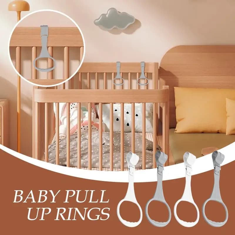 4 pieces Box Pull Up Rings Culla Stroller Walking Rings Exercise aid bar for children aged 6-36 months Standing assistance handles