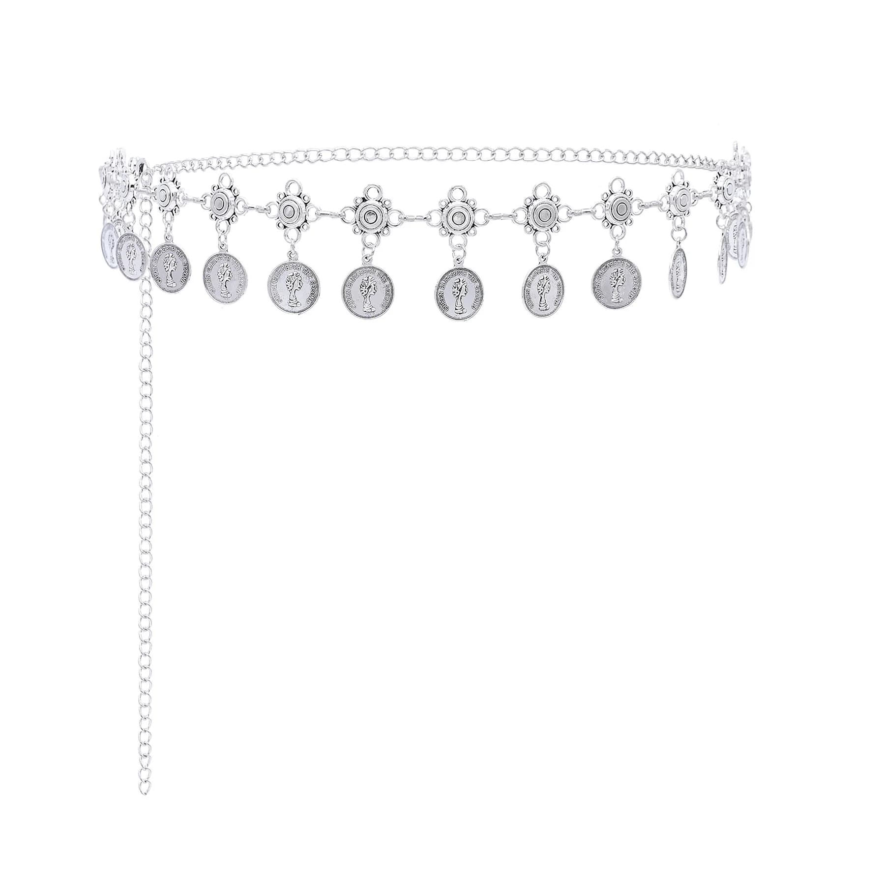 New Vintage Ethnic Style Metal Coin Tassels Belt Bohemian Tassel Dress Slim Waist Chain Accessory Unisex Body Chain 105cm