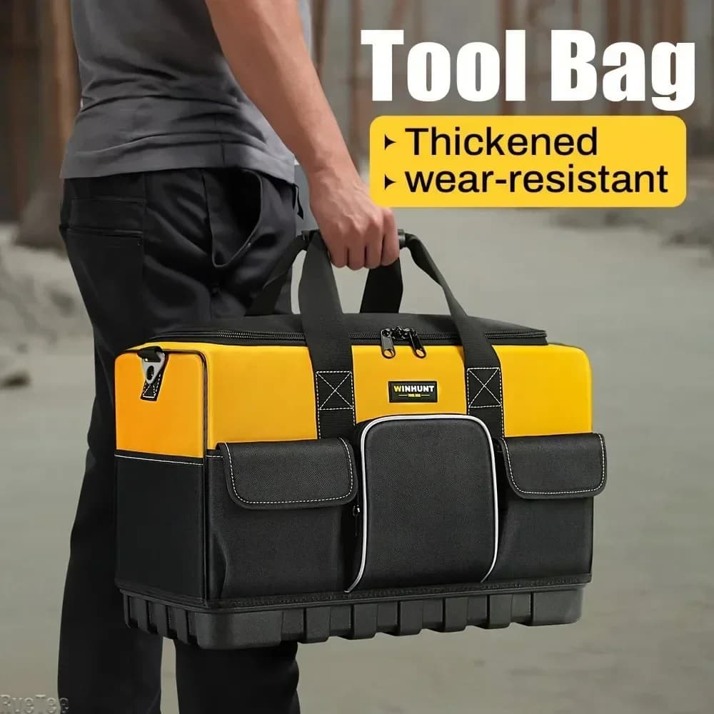 WINHUNT Borsa per attrezzi resistente con base in plastica per attrezzi da elettricista Borsa per attrezzi in tela Borsa per attrezzi per organizer Regali da uomo
