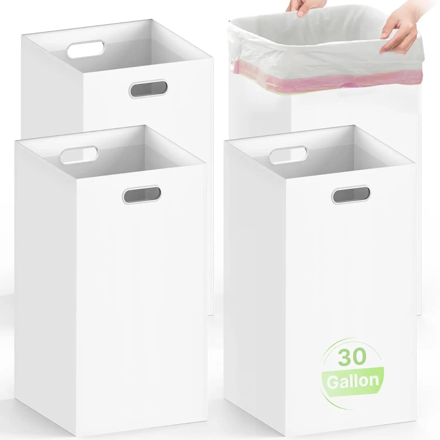 Set di 4 Bidoni della Spazzatura Pieghevoli da 30 Galloni, Contenitori per Riciclaggio in Cartone Impermeabile per Feste, Campeggio ed Eventi