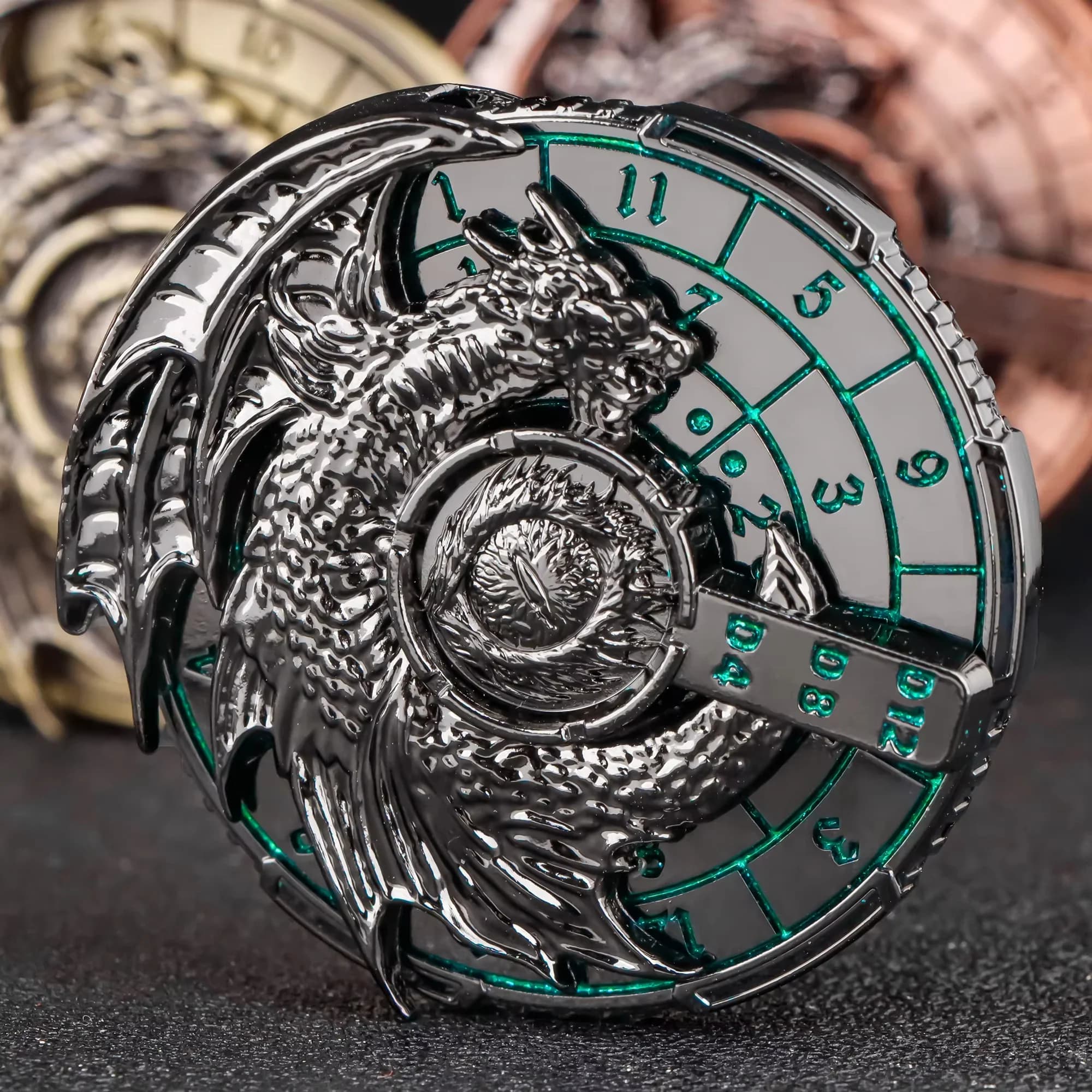 Set di Dadi Fidget Spinner 7 in 1 per DND, Dungeons and Dragons, Gioco di Ruolo RPG, Set di Dadi in Metallo per Dungeons and Dragon