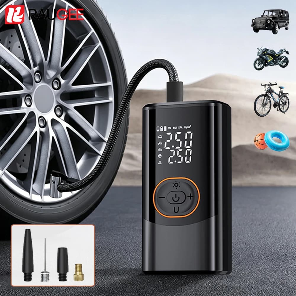 Compressore d'Aria Portatile Senza Fili con Luce LED e Display Digitale per Auto, Moto e Biciclette