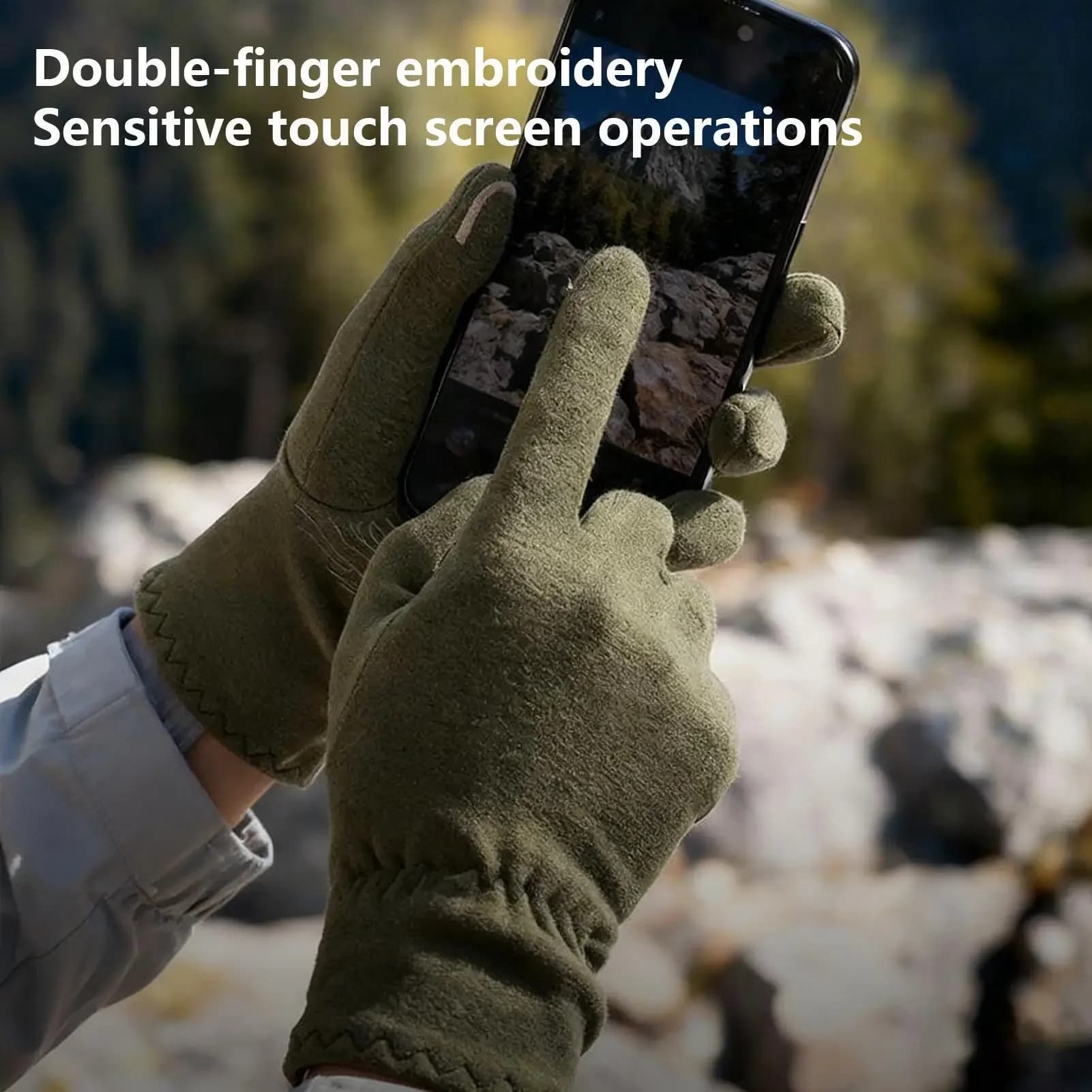 Guanti invernali caldi e ispessiti con dita intere: antiscivolo, resistenti all'usura e compatibili con il touch screen per escursionismo, ciclismo e arrampicata su roccia