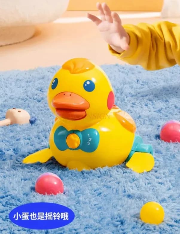 Anatra per la deposizione delle uova, piccola anatra gialla, 0-12 mesi, guida di 1 anno per guardare e imparare a gattonare i giocattoli per bambini