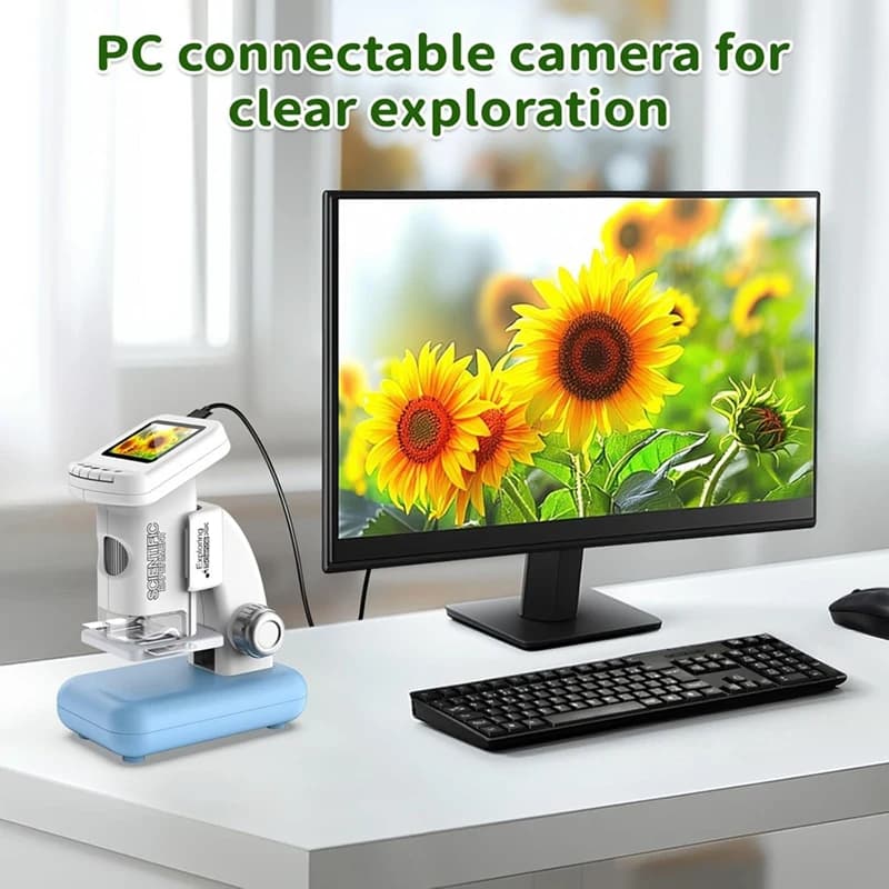 Microscopio per bambini, microscopi portatili tascabili per microscopio per bambini 1200X con funzione foto e video-A63M